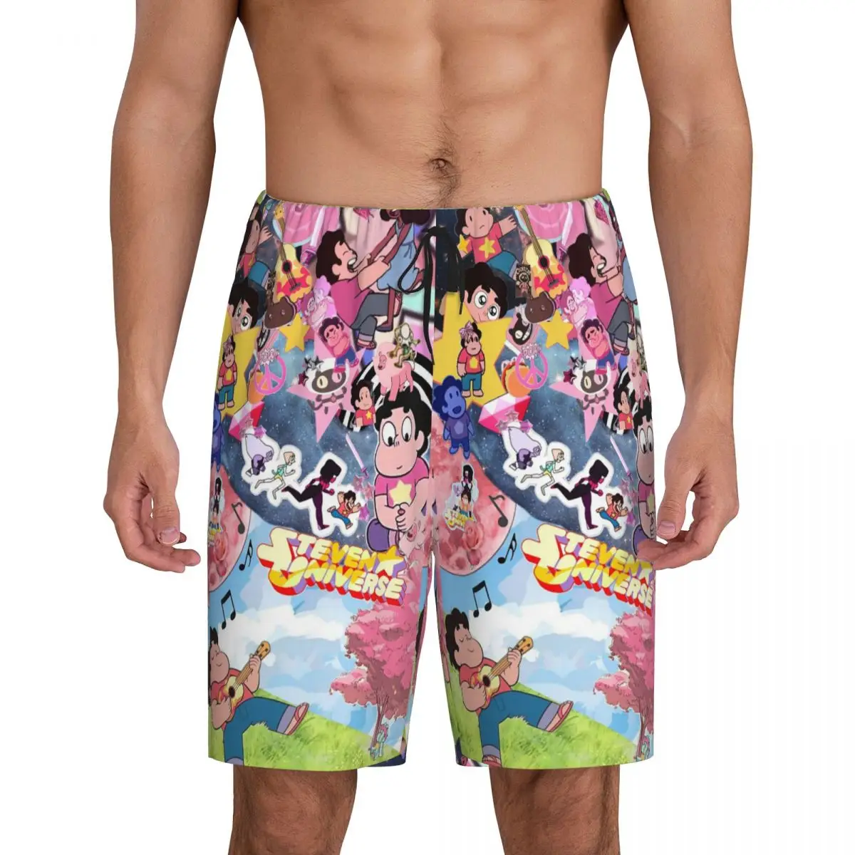 

Мужские короткие пижамные штаны Custom Steven Universe, нижняя часть пижамы для сна, шорты для отдыха, штаны для сна