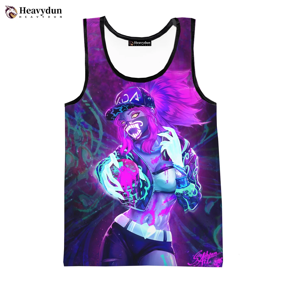 2023 New Fashion Game League of Legends Akali Men Tank Tops Sleeveless Spring Harajuku Personality 3D Printed Beach Tops Tees