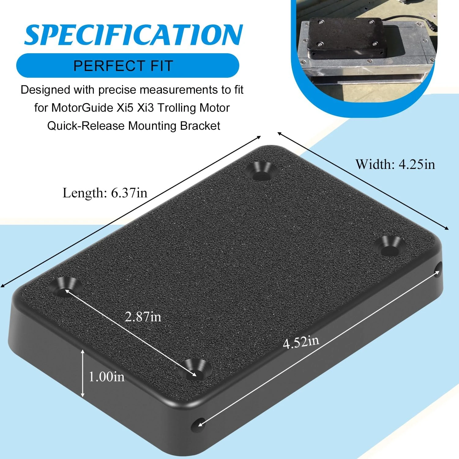 Watercraft Inner Plate Bottom Plate #2371966, Fits for MotorGuide Xi5 Xi3 Trolling Motor Quick-Release Mounting Bracket MKA-21