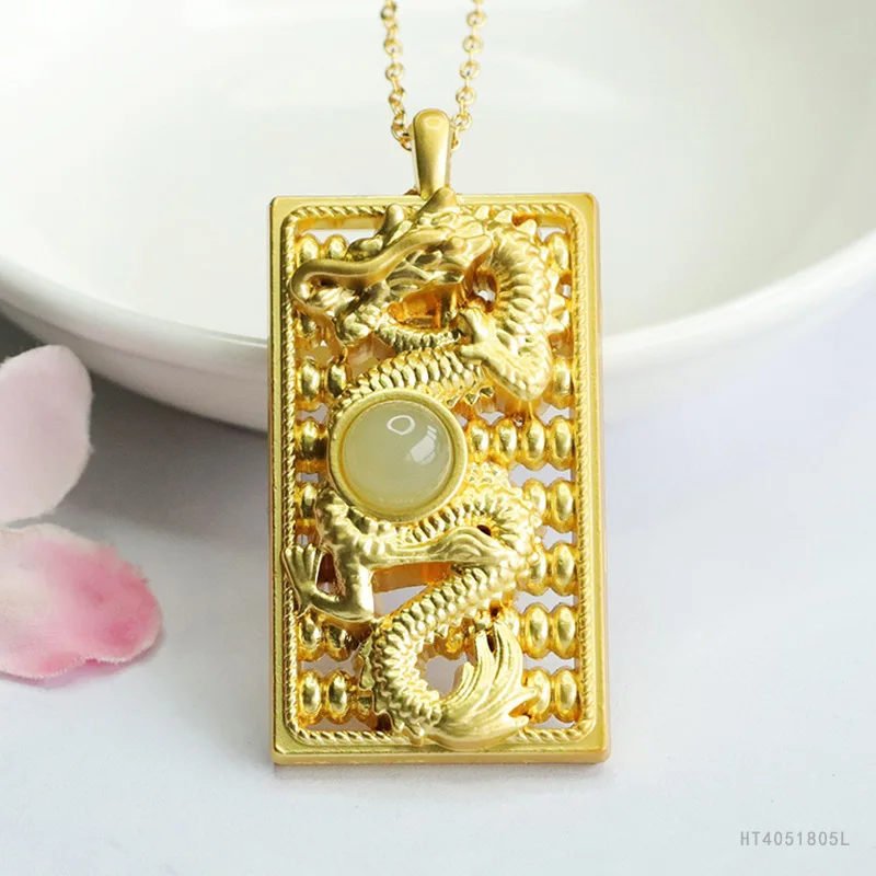 

Natural Hetian Jade Imperial Dragon Plaque Pendant Power Protection Talisman Luxury Gift HT4051805L