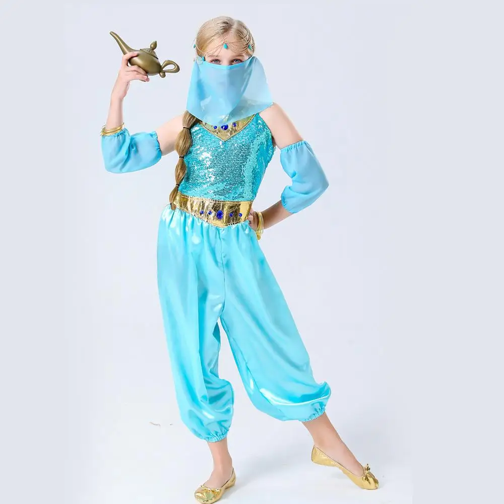 

Children's Jasmine Princ loween Costume Belly Dance Outfit One Thousand And One Nights Aladdin Lamp Cosplay Apparel