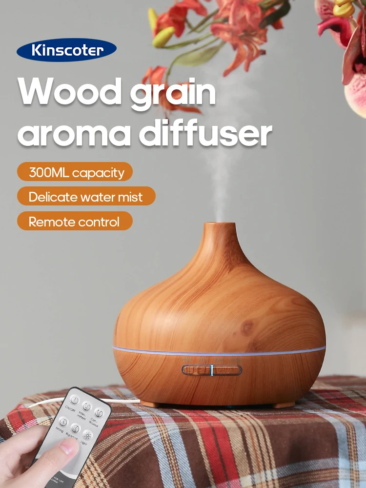 Houten Aroma Diffuser USB Luchtbevochtiger Bureaureiniger Aroma Koel Mist Diffuser/Essentiële olie set - afbeelding 2