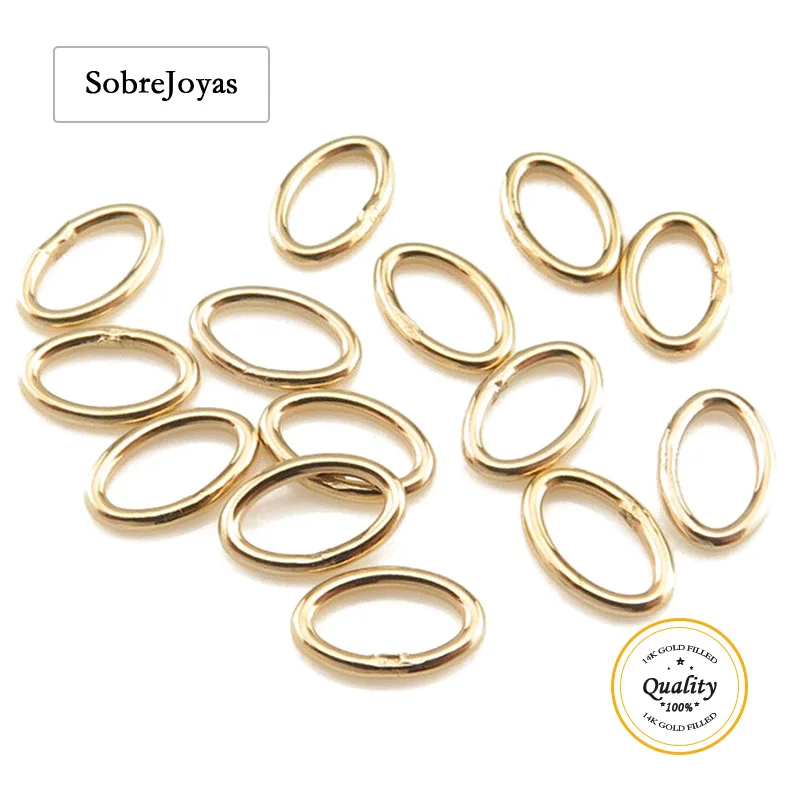 Componentes de Anillos Ovalados Cerrados de Oro de 14K y Anillos Cerrados de Oro Amarillo al por Mayor para Fabricación de Joyería DIY