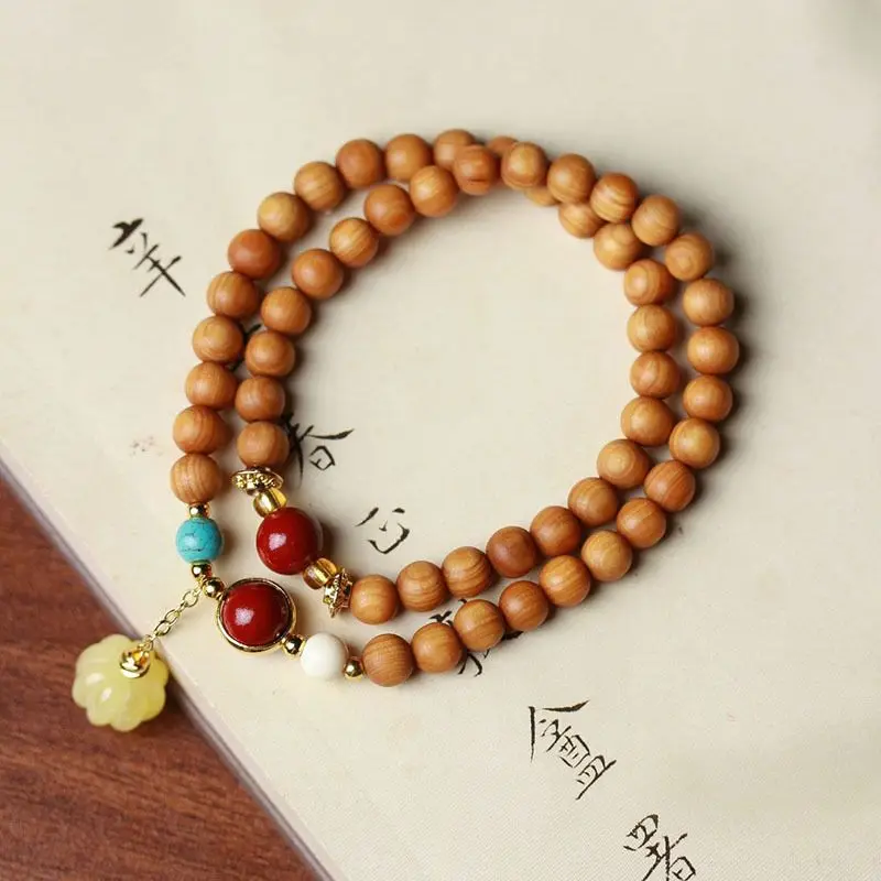 

New Chen-hua-material Yabai Bracelet Women's Bead Double-circle Hand String Creative Wooden Rosary Beaded Sandalwood Art Jewelry