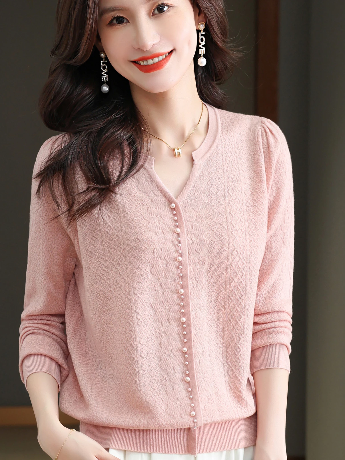 

Spring Autumn New Sle Mommy Knitted Sweater Svel Woolen Base Top Loose Faionable Women's Faion Casual V-ne