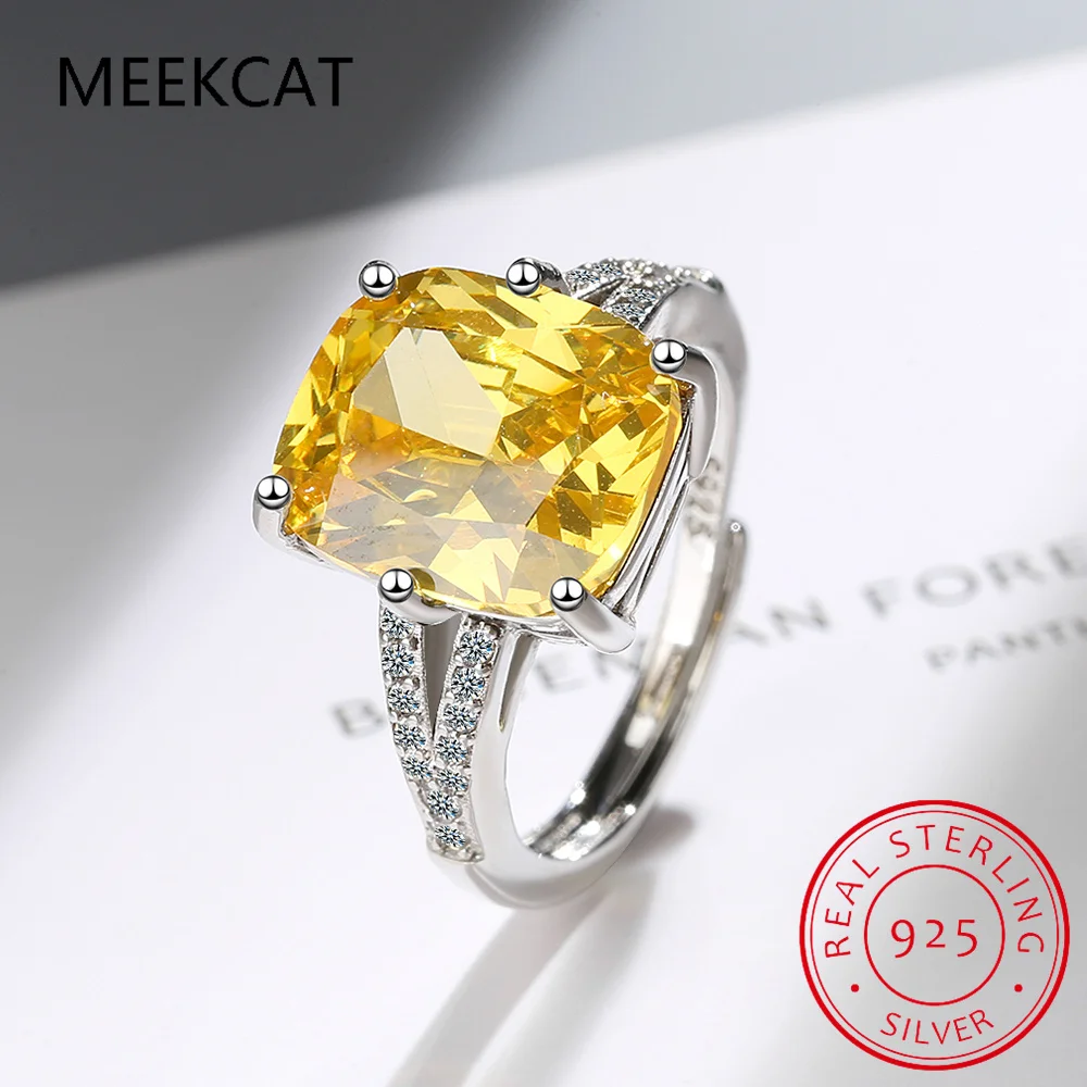 100% 925 Sterling Silver Created Moissanite Citrine Diamonds Gemstone Wedding Engagement Ring Fine Jewelry Gift Wholesale