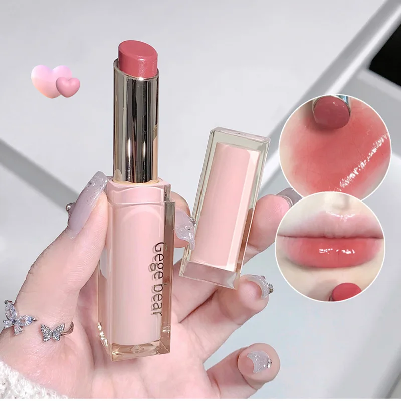 Jedwabiście błyszcząca pomadka do ust Mirror Lip Gloss Gege Bear Pump Lips Moisture Water Bomb Comfortable Ultra Sheen Non-Stick Cup Lip Balm