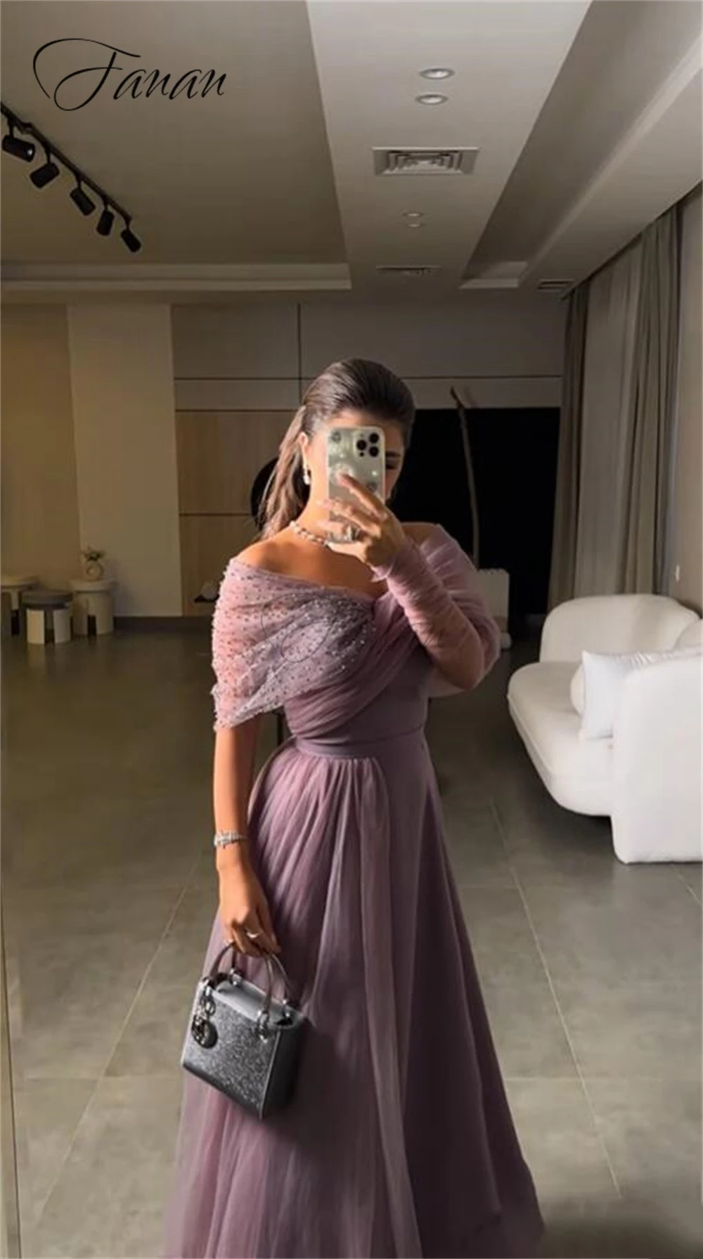 Customized A-line Lace Mesh Dress Backless Off Shoulder Prom Gown Illusion Elegant Evening es Tulle Maxi  فساتين الحفلات