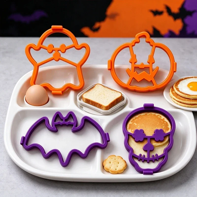 Halloween Cookie Cutters Ghost Pumpkin Bat Shaped Pressable Biscuit Mold Cookie Stamp Embosser Baking Pastry Tool