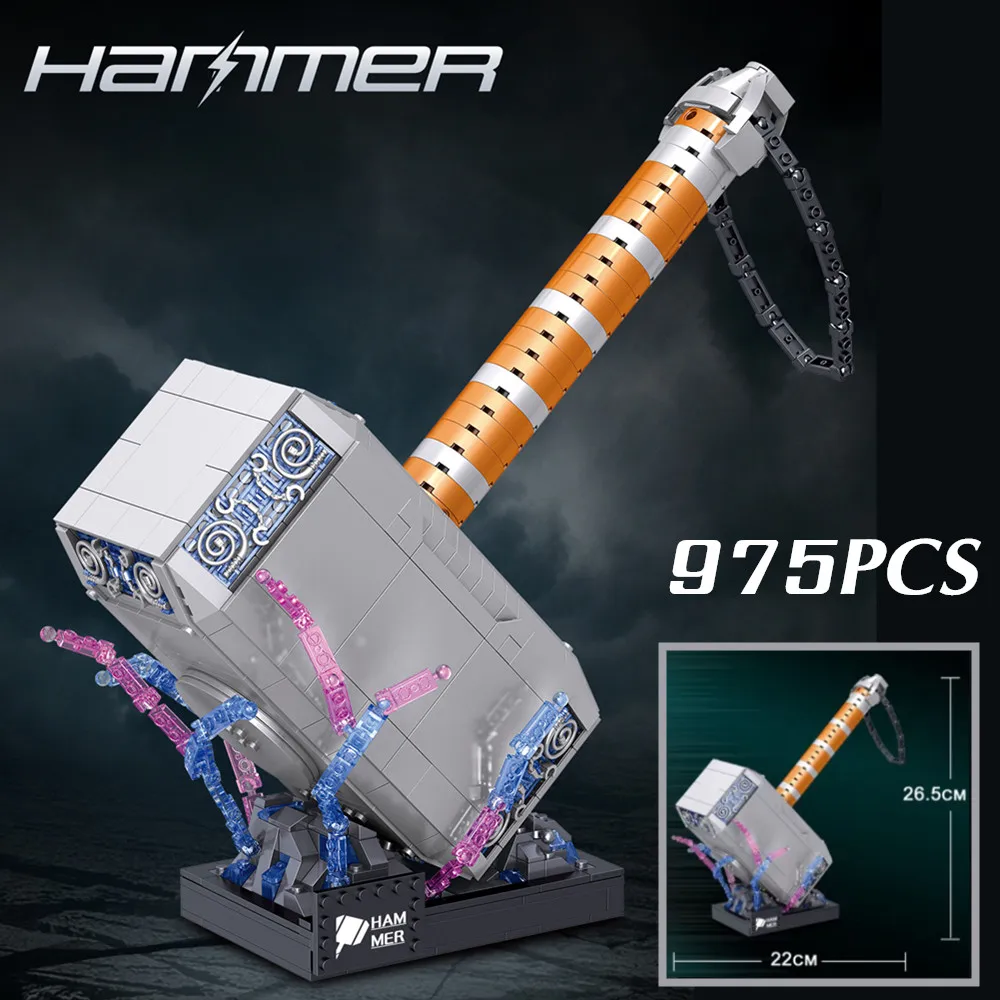 975PCS Thors Mjolnir Thunder Hammer Heroes Toys Infinity Wars Mini Building Block Brick Kid Gift Boys Set