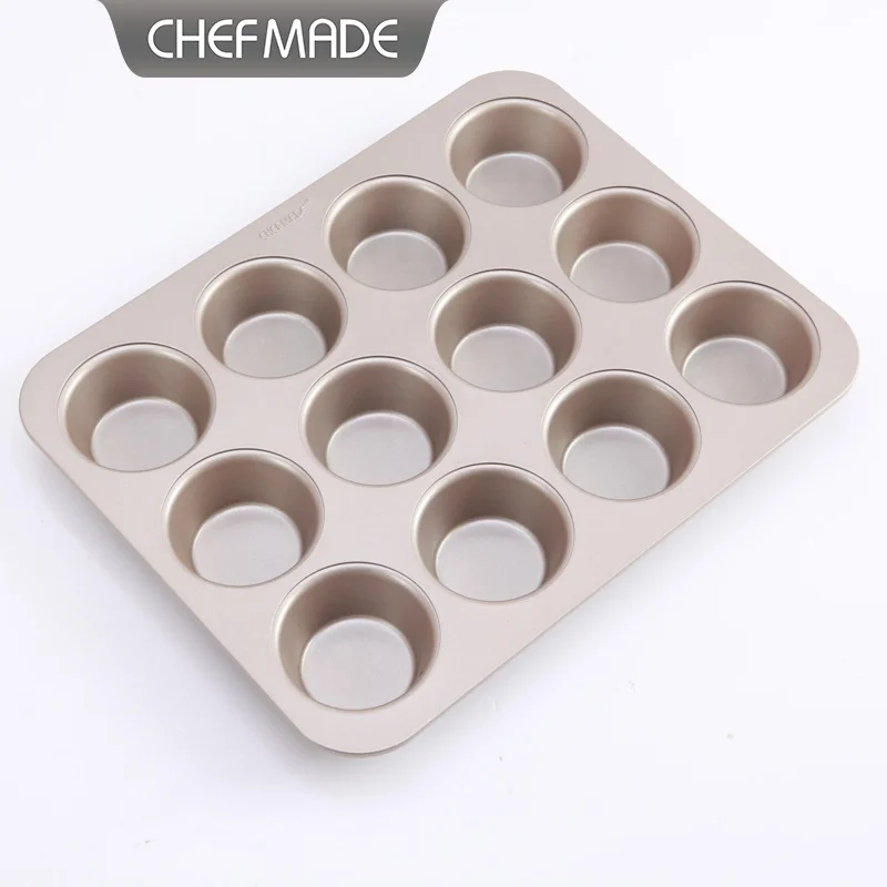 Non-Stick 6/12-Cup CHEFMADE Muffin Baking Pan, Cupcake Mold, Oven Suitable for Home Baking