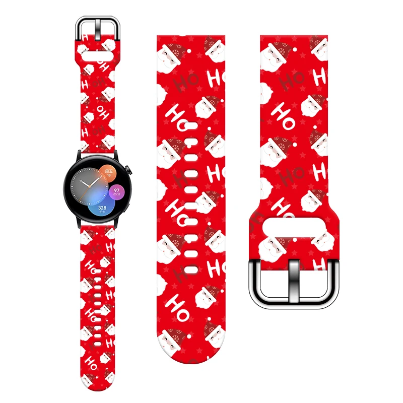 

20MM Christmas Series 7 Printed strap for Samsung Galaxy Watch 7/6 40mm 44mm Band Replaceable Bracelet for Xiaomi Huawei Watch