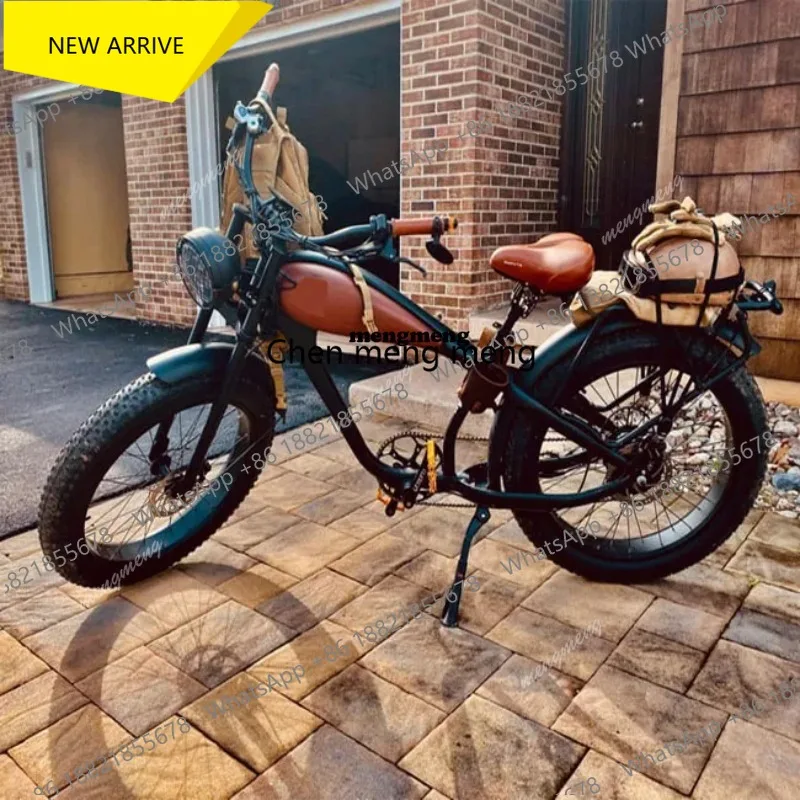 

New Retro Vintage Super Electric Hybrid Bike Fat Tire 26"4.0 Inch 750w Ebike 48V 17.5Ah Long Range Electric Bike