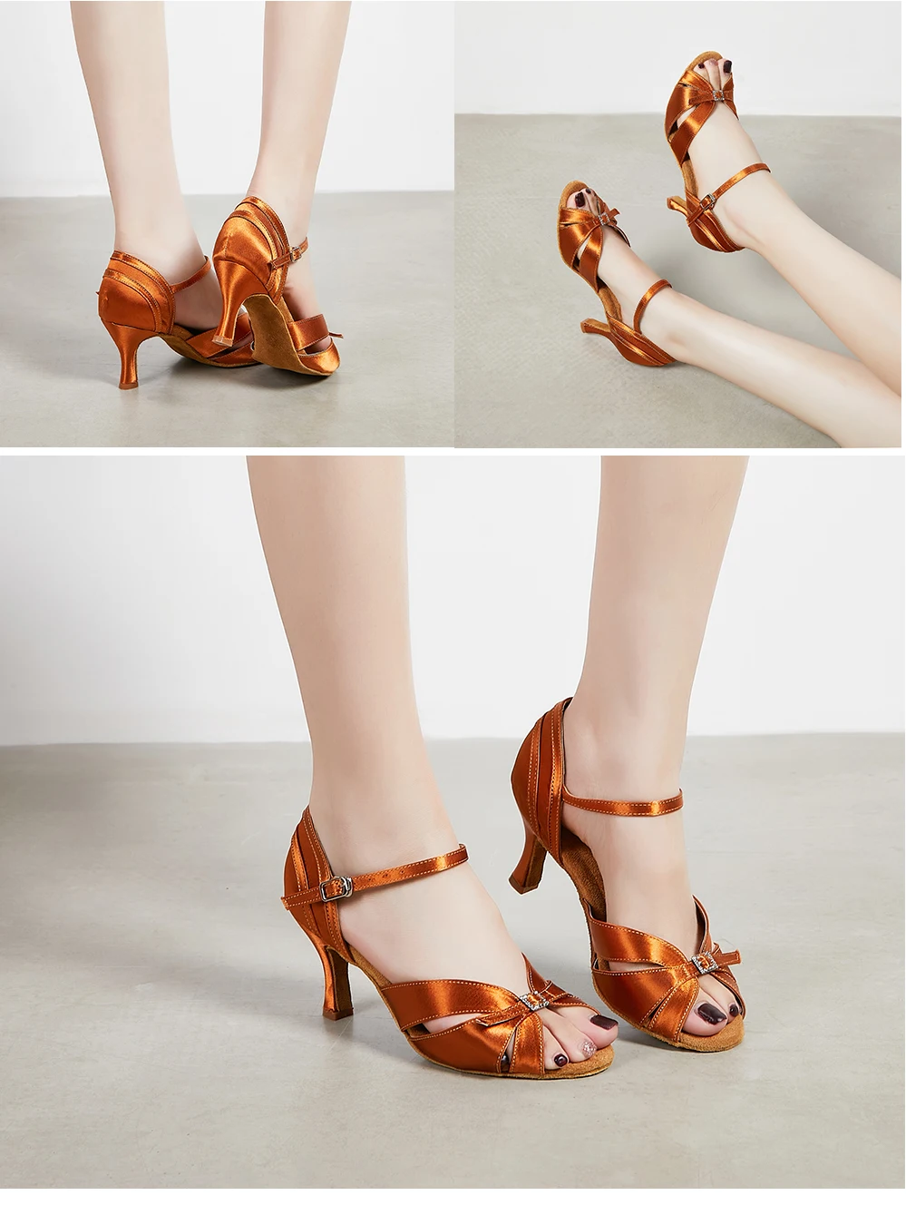 CINMIDY Schwarze Seiden-Satin-Tanzschuhe für Damen, Verstellbare Weite und Schmalheit, Tango-Latin-Tanzschuhe, Stabiler Absatz, Partyschuhe – Detail 8
