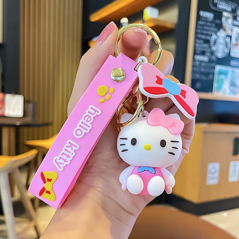 

Cute Silicone Hello Kitty Doll Keychains Couple Student Bag Charms Cartoon Accessories Gifts