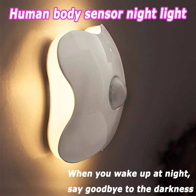 

LED Induction Night Light Wireless USB Charging Human Body Induction Wall Light Bedroom Corridor Cabinet Bathroom Night Light