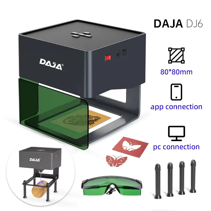 

DAJA DJ6 Laser Engraver DIY Marking Portable Engraving Machine for DIY Handcraft Logo Mark Printer 80x80mm Carving Area with 4PC