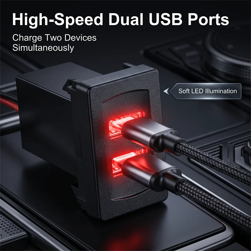 Car Charger Dual USB Port Relay Phone Socket W/ Wire Accessories for VW Volkswagen T4 Passat Golf 4