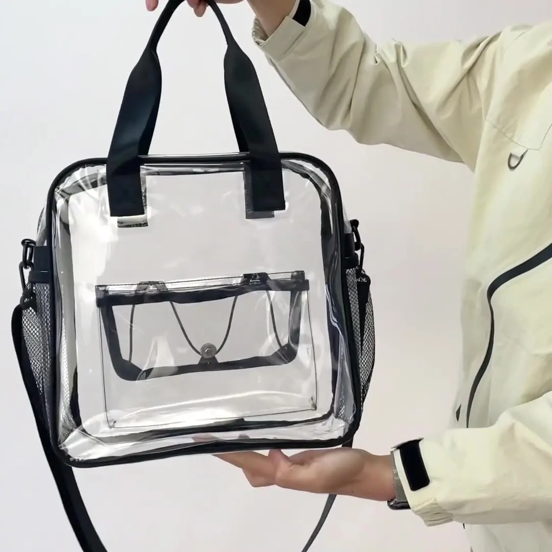 

Прозрачная сумка через плечо из ПВХ, одобренная стадионом, с ремешком для концертов и занятий спортом. Дорожная сумка для хранения. Сумка для отдыха.