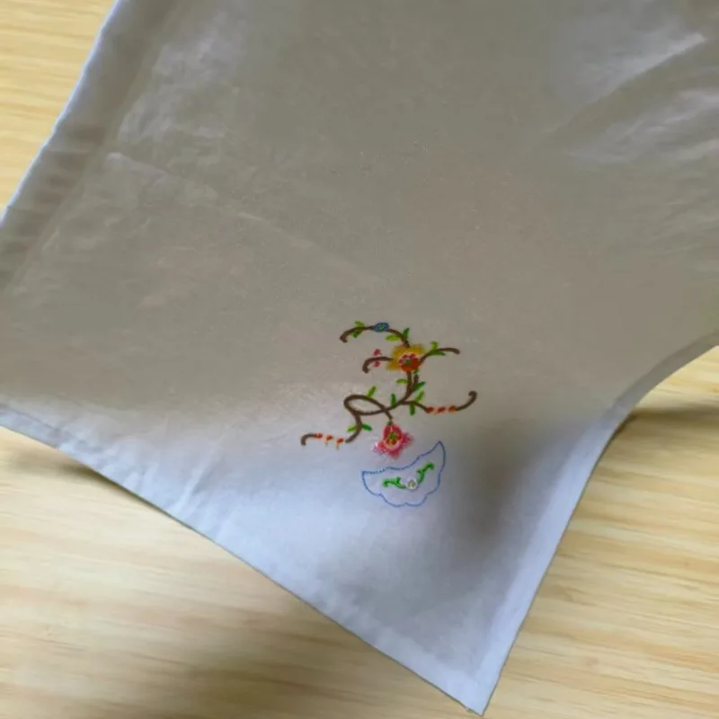 12 قطعة 28x28 سنتيمتر القطن الخالص المطرزة زهرة نمط مربع المناديل المناديل #4