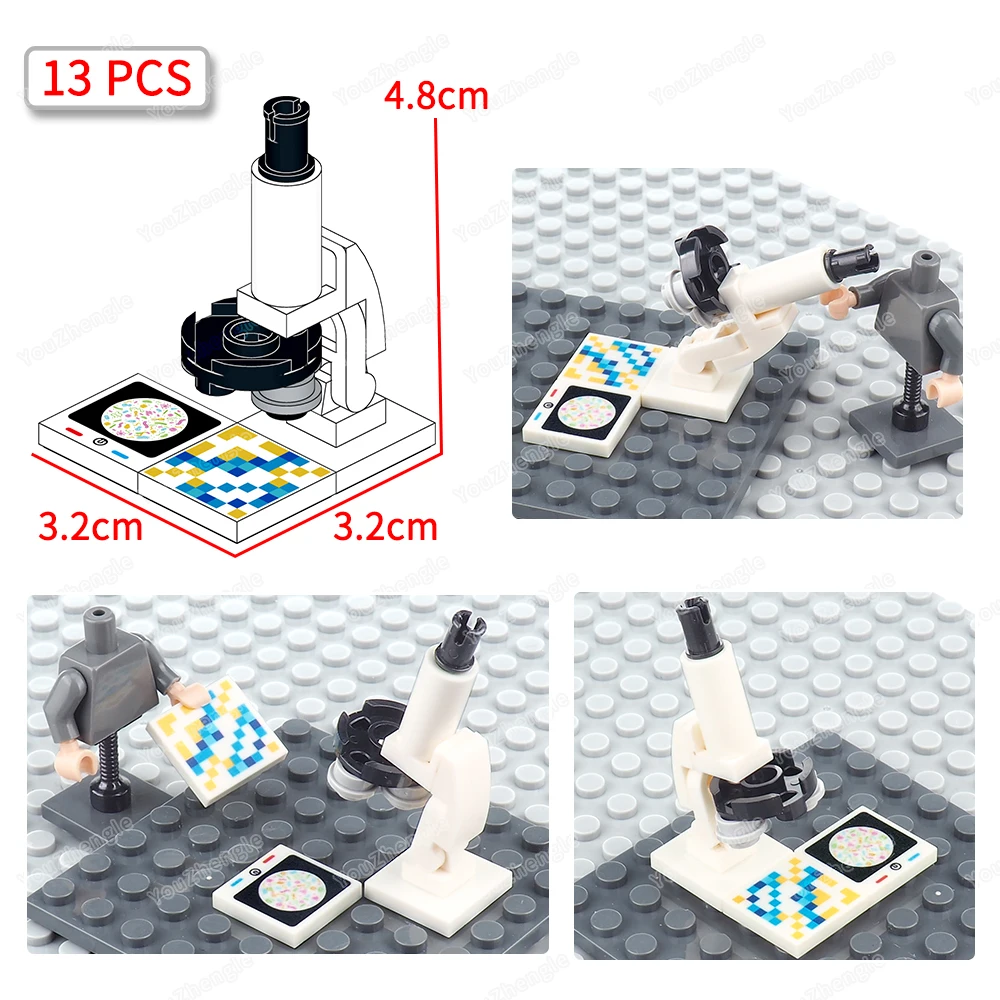 مجهر أحادي العين نماذج مكعبات البناء MOC أرقام أداة بصرية معدات شاشة الفلورسنت مطابقة المشهد الهدايا اللعب