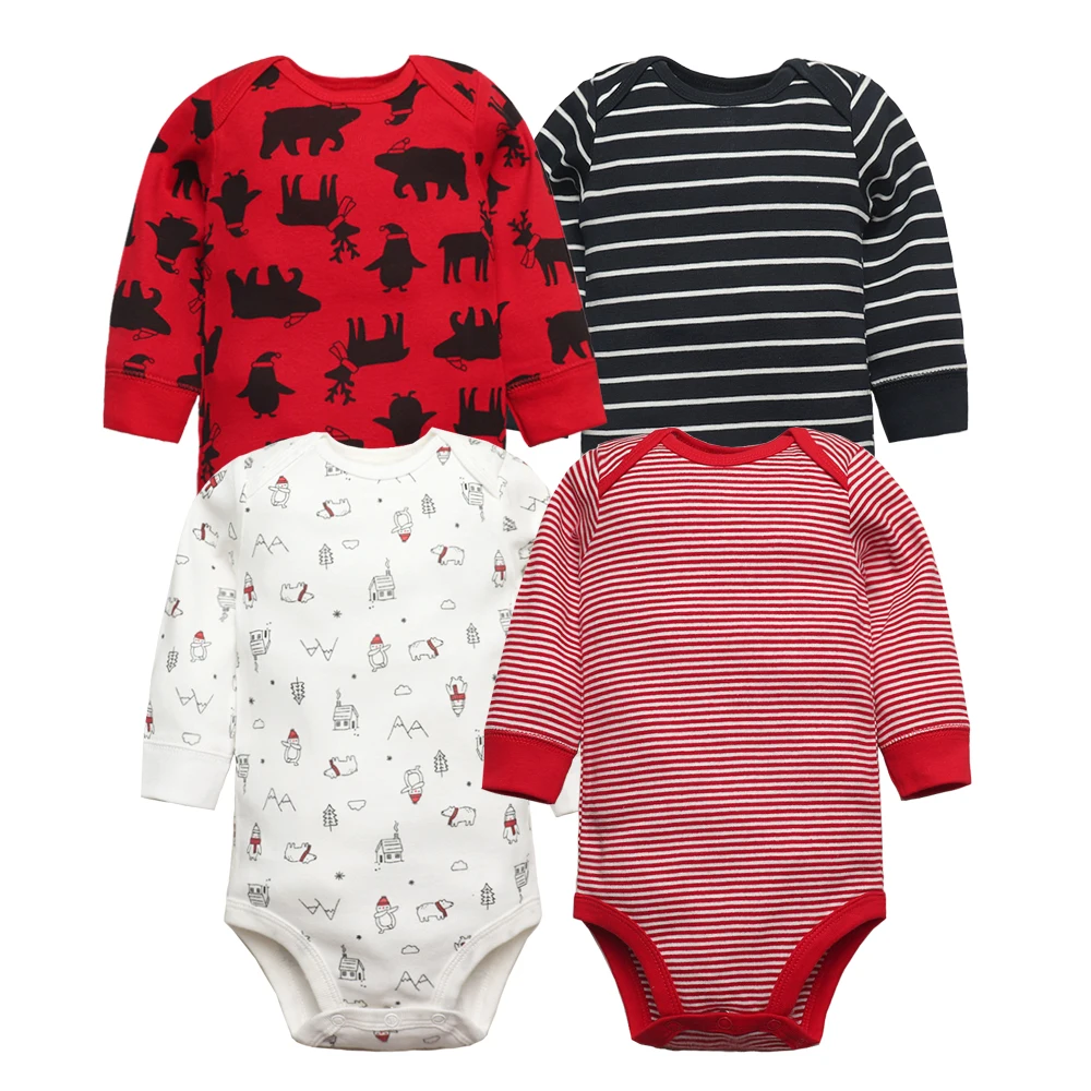 4PCS/Lot Spring Autumn Baby Romper 100% Cotton Newborn Baby Clothes For 0-2Y Long Sleeve Baby Clothing Set Infant Bebe Jumpsuit