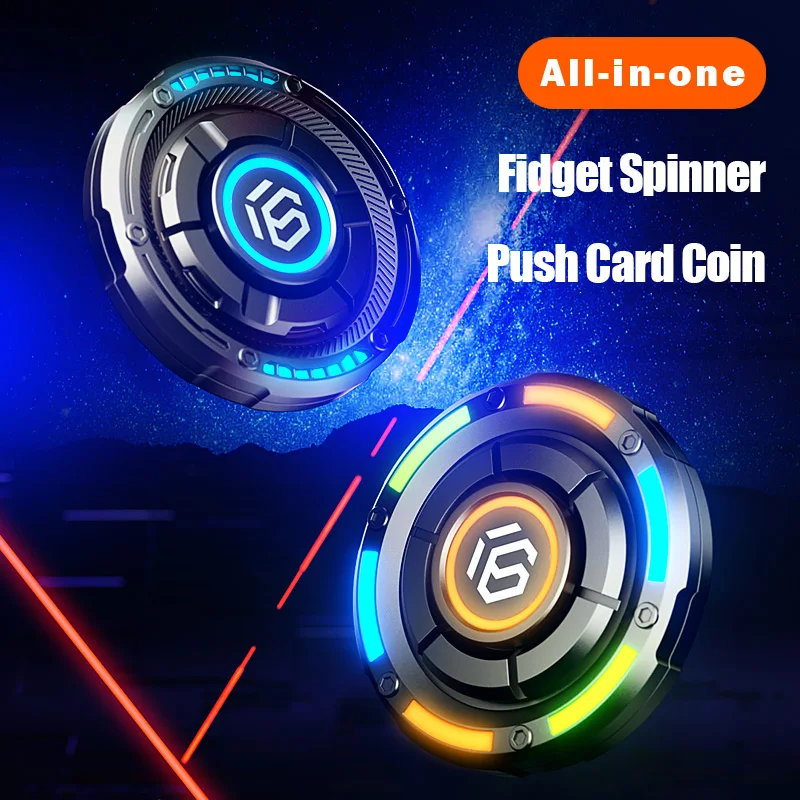 

Fidget Spinner Papa Coin Push Card Stress Reliever Toys Metal Fingertip Gyroscope Spinning Top Desk EDC for Adults Kids Gift