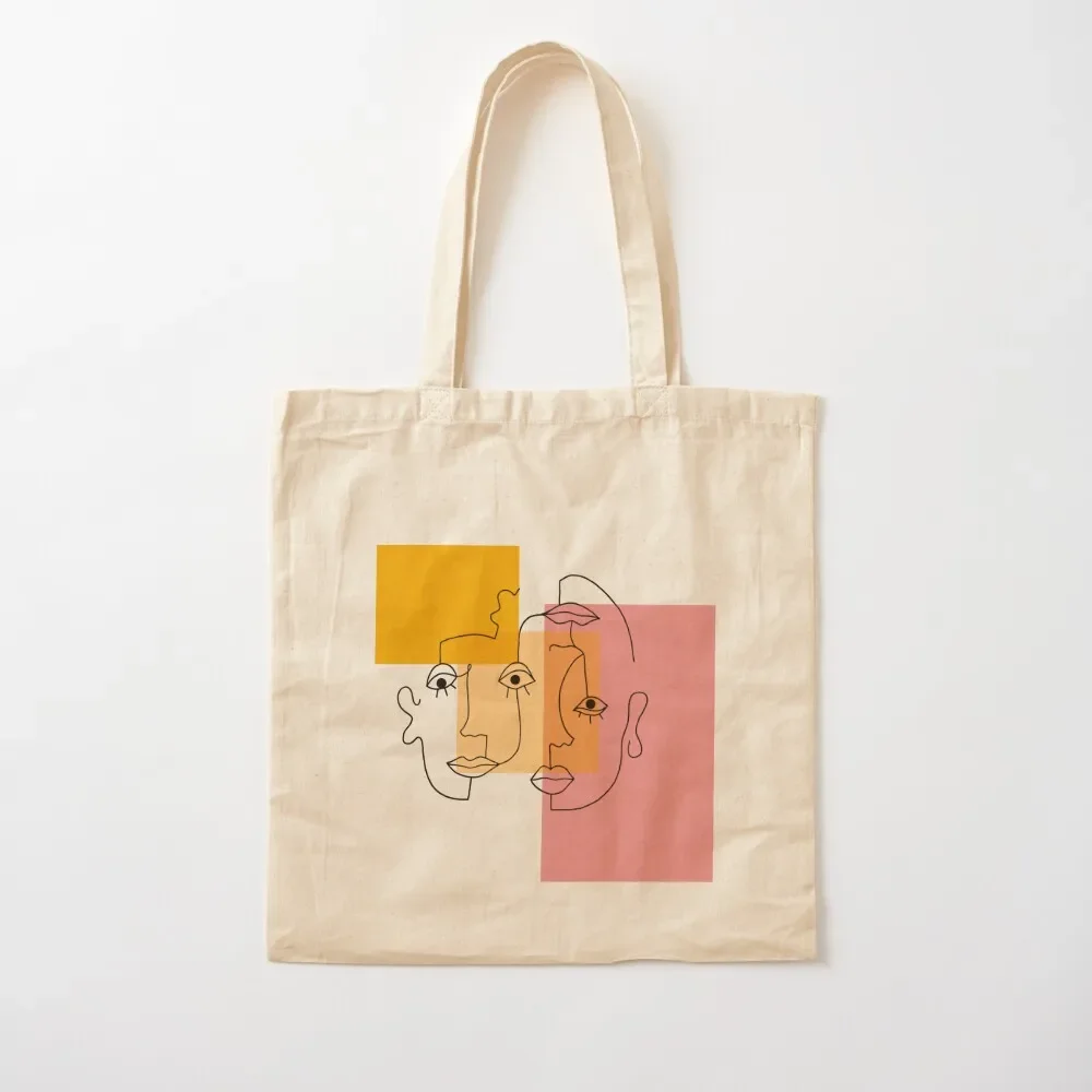 COLOR BLOCK LINE FACES Tote Bag tote bag custom shopper bags for women Tote Bag