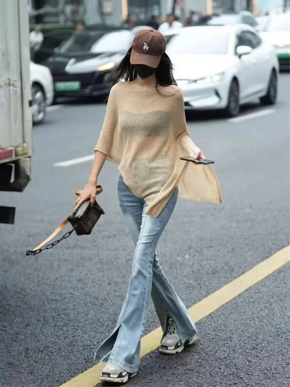 ZHUANQING Irregular Cape Shawl Sun Protection Sunscreen Air Conditioning Clothes Women Loose Thin Ice Silk Knitted Top