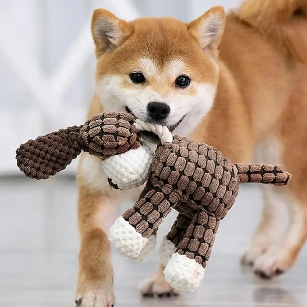 

Dog Chew Toy Donkey Shape Small Dog Chew Toy Durable Plush Dog Toy for Chewers Stuffed Teething with Squeakers Small Medium Dogs