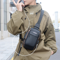 Fashion Casual Lightweight Portable Men Chest Bag Waterproof Anti Theft Shoulder Bag with USB Charging Port Small Crossbody Bag