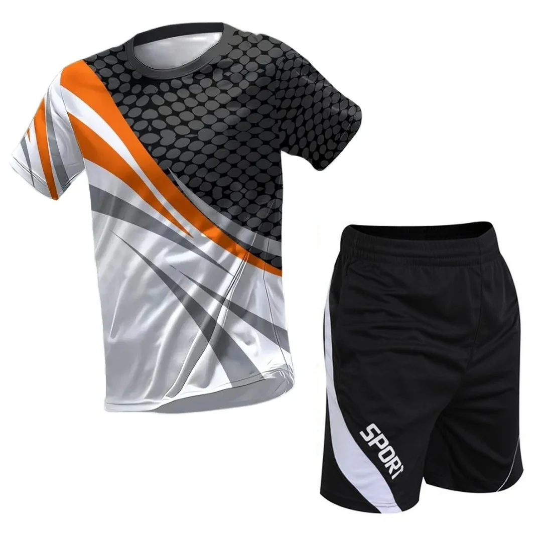 

2025 new men's T-shirt outdoor gym quick drying running breathable running short sleeved T-shirt men's sportswear top shorts two
