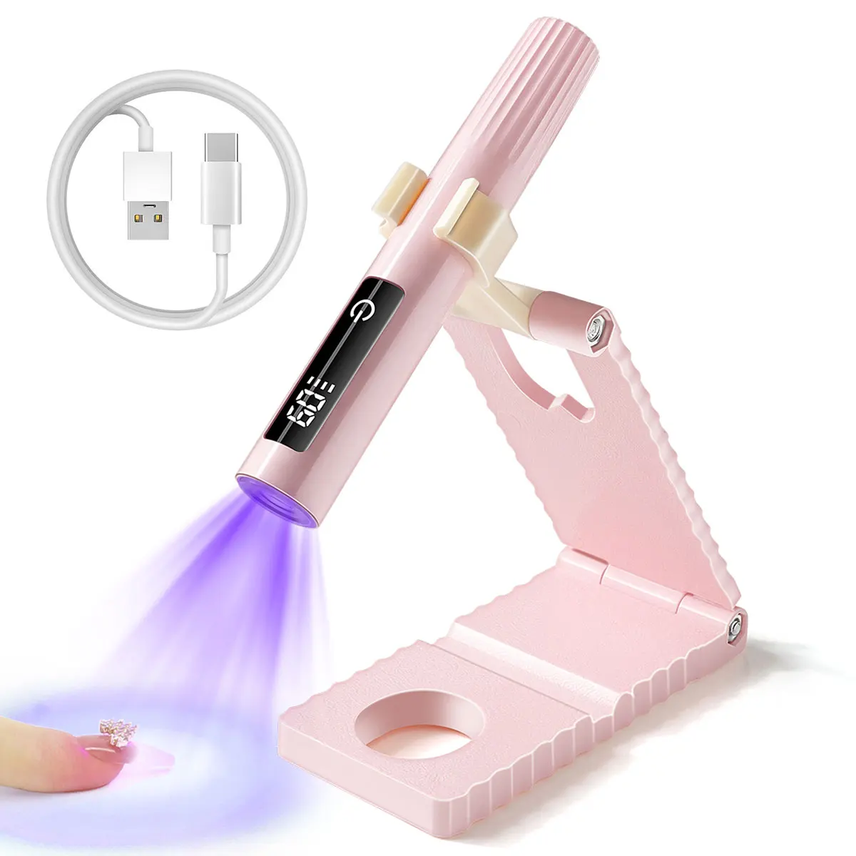 MiNi Hand Held UV LED Nail Lamp Rechargeable USB Nail Dryer With Bracket Base Desktop Convenient Nail Glue UV Light Tool