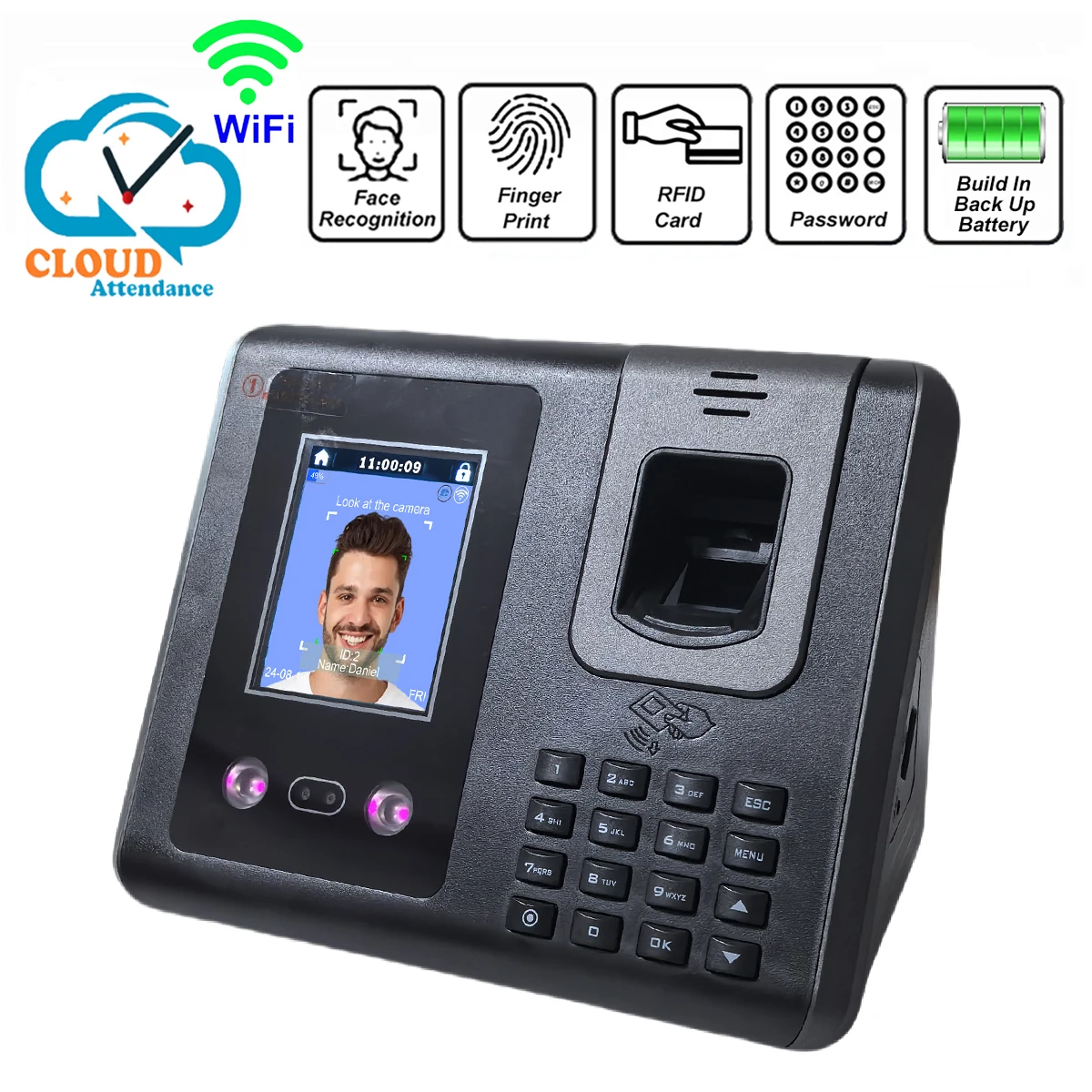 Free Cloud Web Based WiFi Facial Face Time Attendance System Employee workforce Fingerprint Time Clock Management Solution