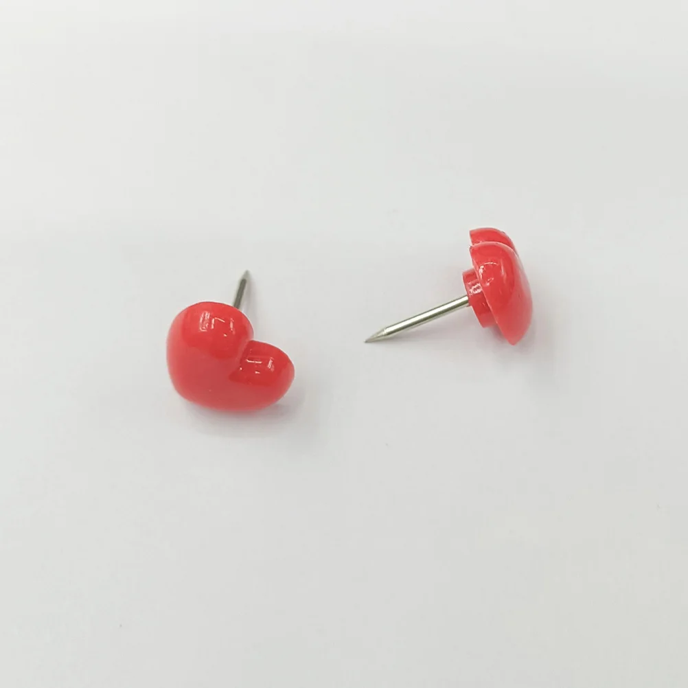 50Pcs Red Heart Push Pins Steel Point Thumb Tacks for Cork Board Bulletin Board Photos Messages Maps Heart Location Markers