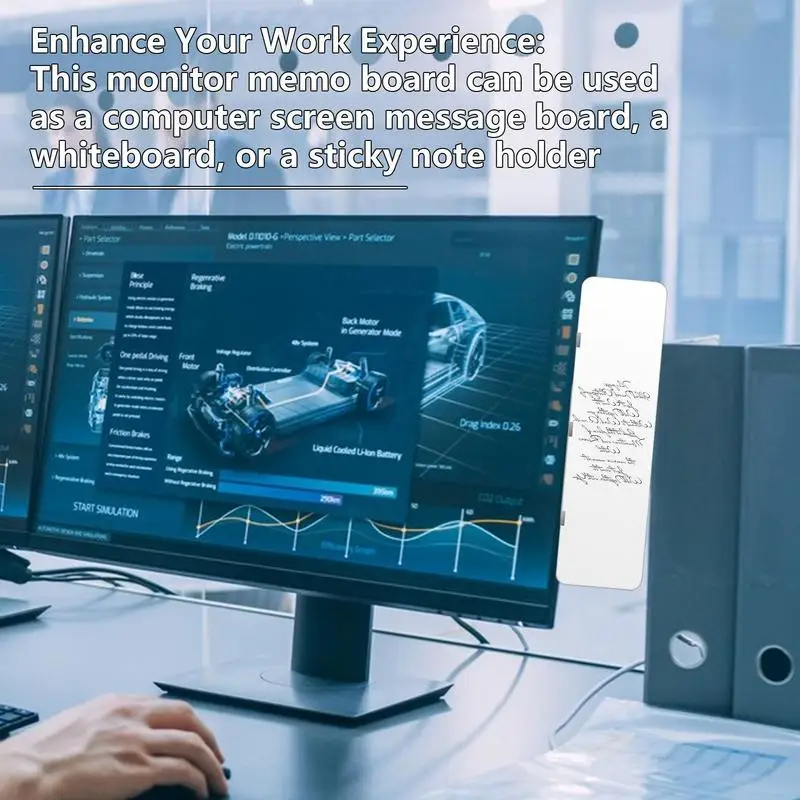 Tablero de notas lateral del Monitor, pizarra magnética de borrado en seco, grabable en ambos lados, Panel lateral del ordenador, Memo con bolígrafo y esponja