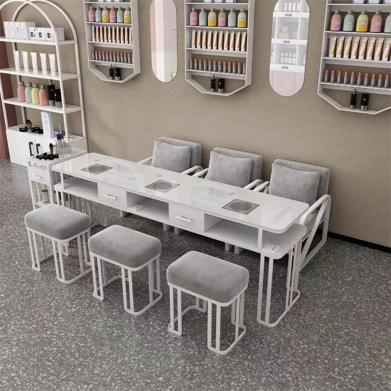 custom.Simple Style  Modern Nail Art Table Chair Set  Vacuum Cleaner Iron Designed Makeup  Nail Spa Shopping Shop