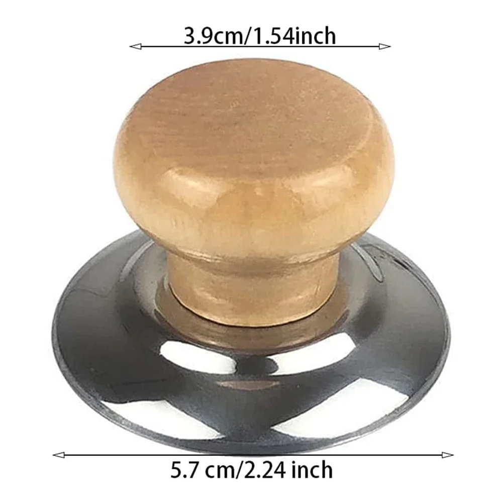 

Wood Handle Pot Lid Knob It Can Be Used For Frying Pans 4pcs Accessories Screw Gasket Stainless Steel Brand New