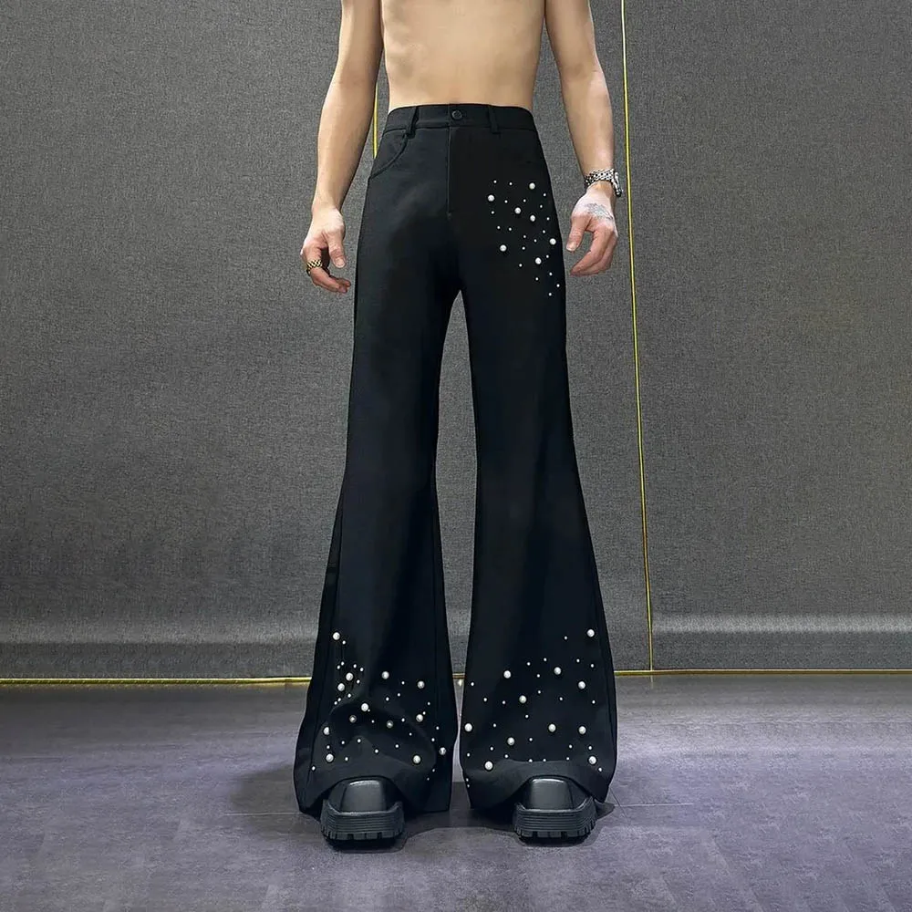 

Mens Trousers Y2k Pearl Casual Pants Autumn Streetwear Fashion Niche Youth Slightly Flared Trend Pants Men'S Clothing 2025 New