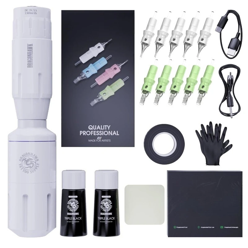 

Tattoo Gun Kit S1 Rotary Pen Machine With Cordless Battery Power Supply Needles Cartridges For Beginner Practice & Le