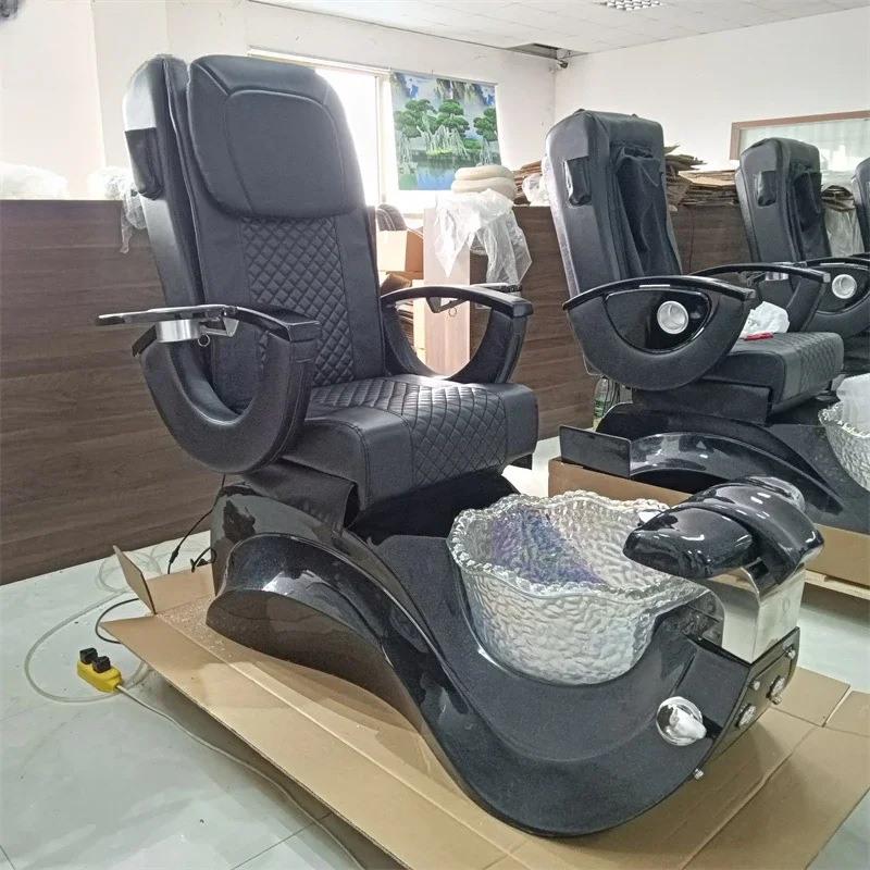 

2023 Modern Black Pipeless Jet Foot Spa Chair No Plumbing Pedicure Chairs for Nail Salon in Stock