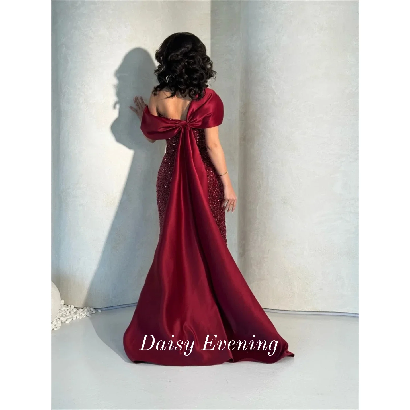 Luxury Elegant Women Prom Dresses Women Red Off Shoulder Sequins Evening Dress Mermaid Ball Gown for Special Events Customized