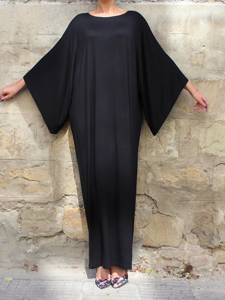 

Muslim Abayas For Women Dress Black Loose Prayer Maxi Dress Long Sleeve Dubai Kaftan One-Piece Full Cover Ethnic Eid Dress