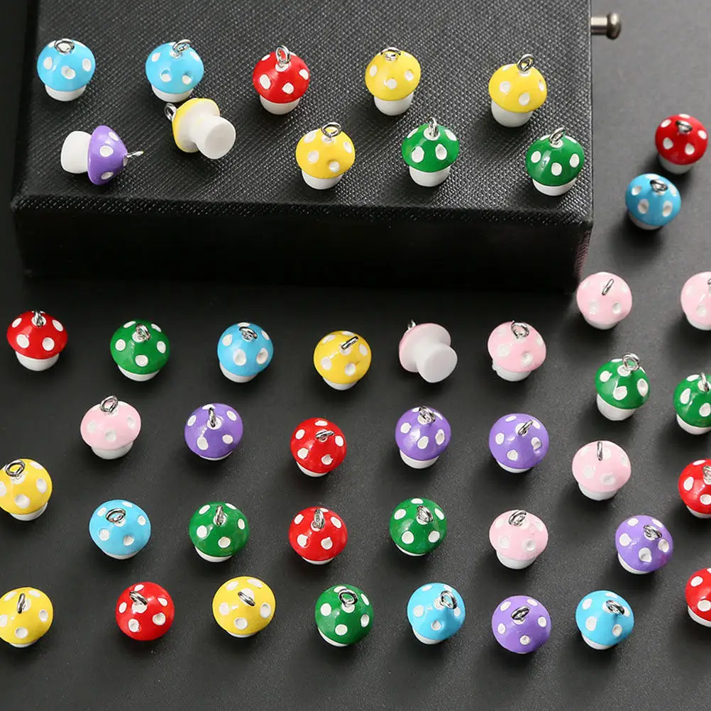

30Pcs Resin Mushroom Pendant Charms for Jewelry Making DIY Necklace Bracelet Earring Bag Decoration Cartoon Mushroom Charm