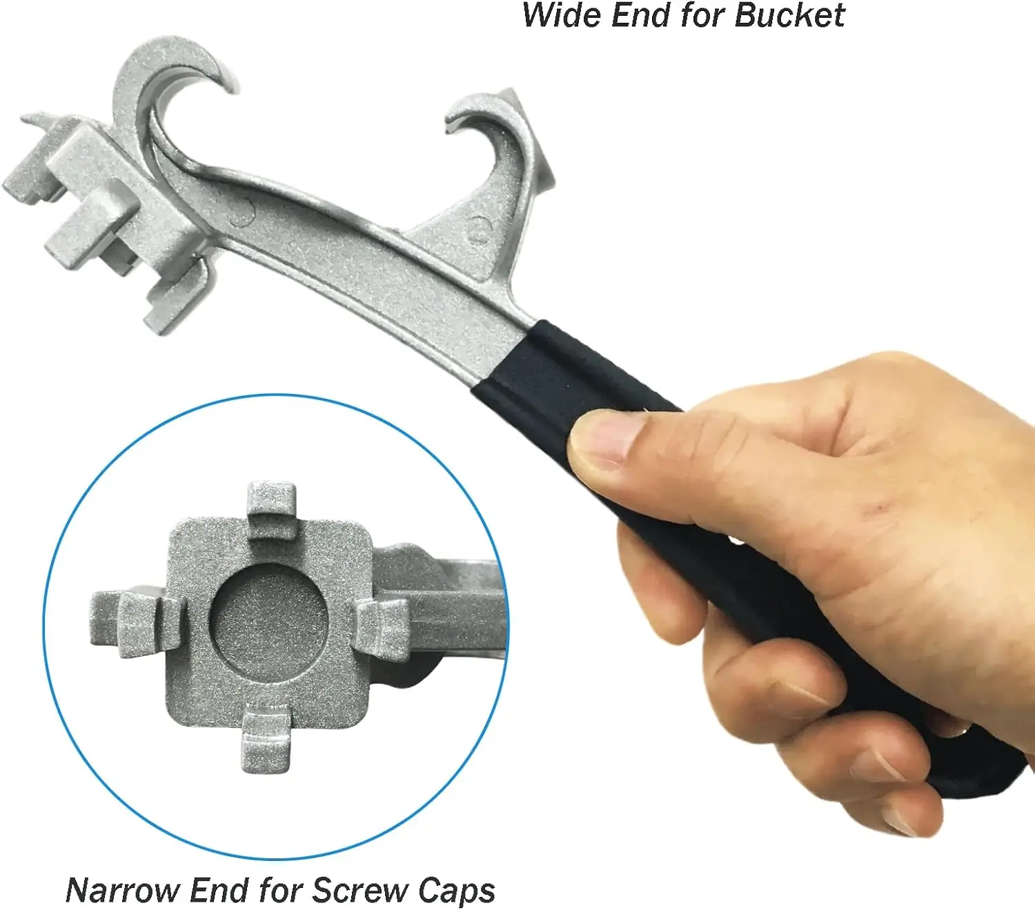 Aluminum Alloy Drum Wrench for 55 Gallon Buckets Paint Cans Oil Barrels Plastic Containers Bung Opener Tool Ergonomic