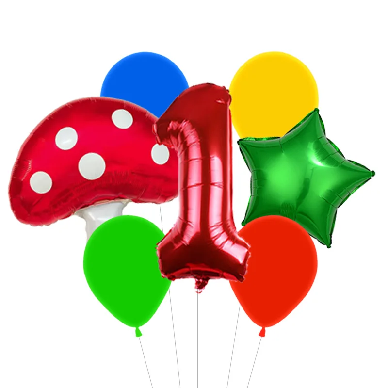 Superbors Game Controller Balloon Kit Red Mushroom Star Foil Globos Colorful Latex Balloons for Birthday Celebration Decor