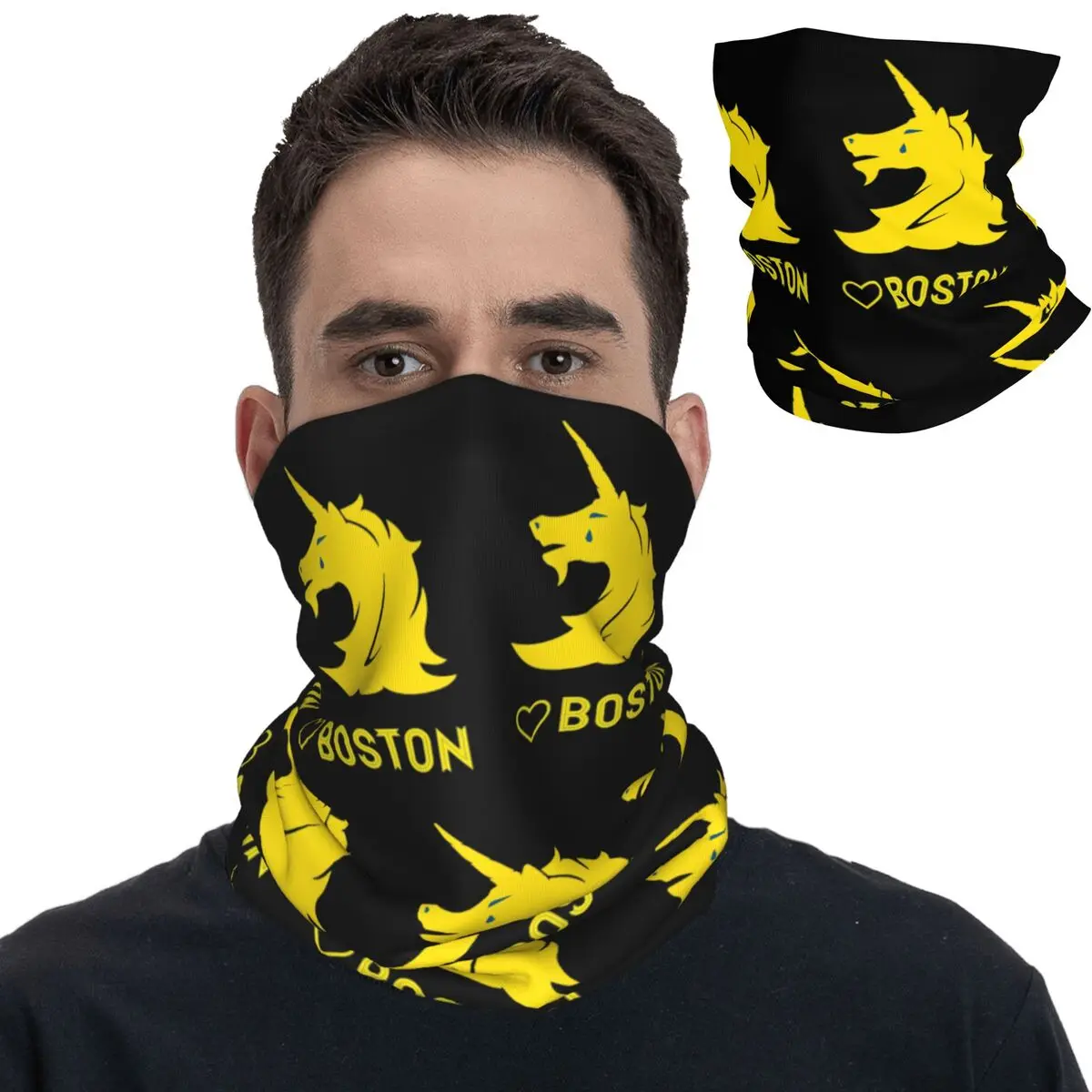 Boston Marathon Bandana Neck Gaiter Printed Wrap Scarf Multifunctional Headband Hiking for Men Women Adult Breathable