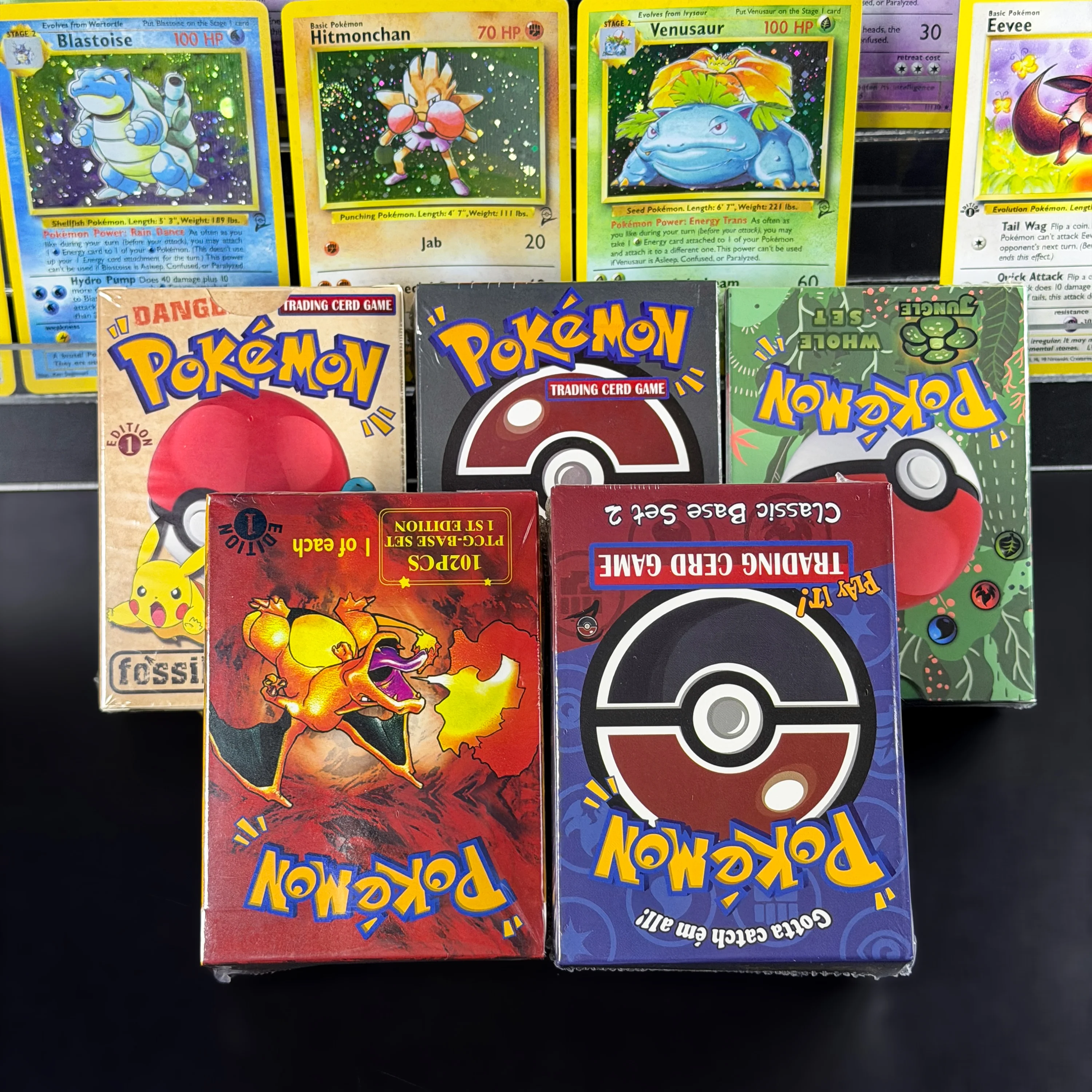 PTCG Vintage Classic Master Set Base Jungle Fossil Rocket Base-2 All 5 Series Full Sealed Retro Collection Box Proxy Cards