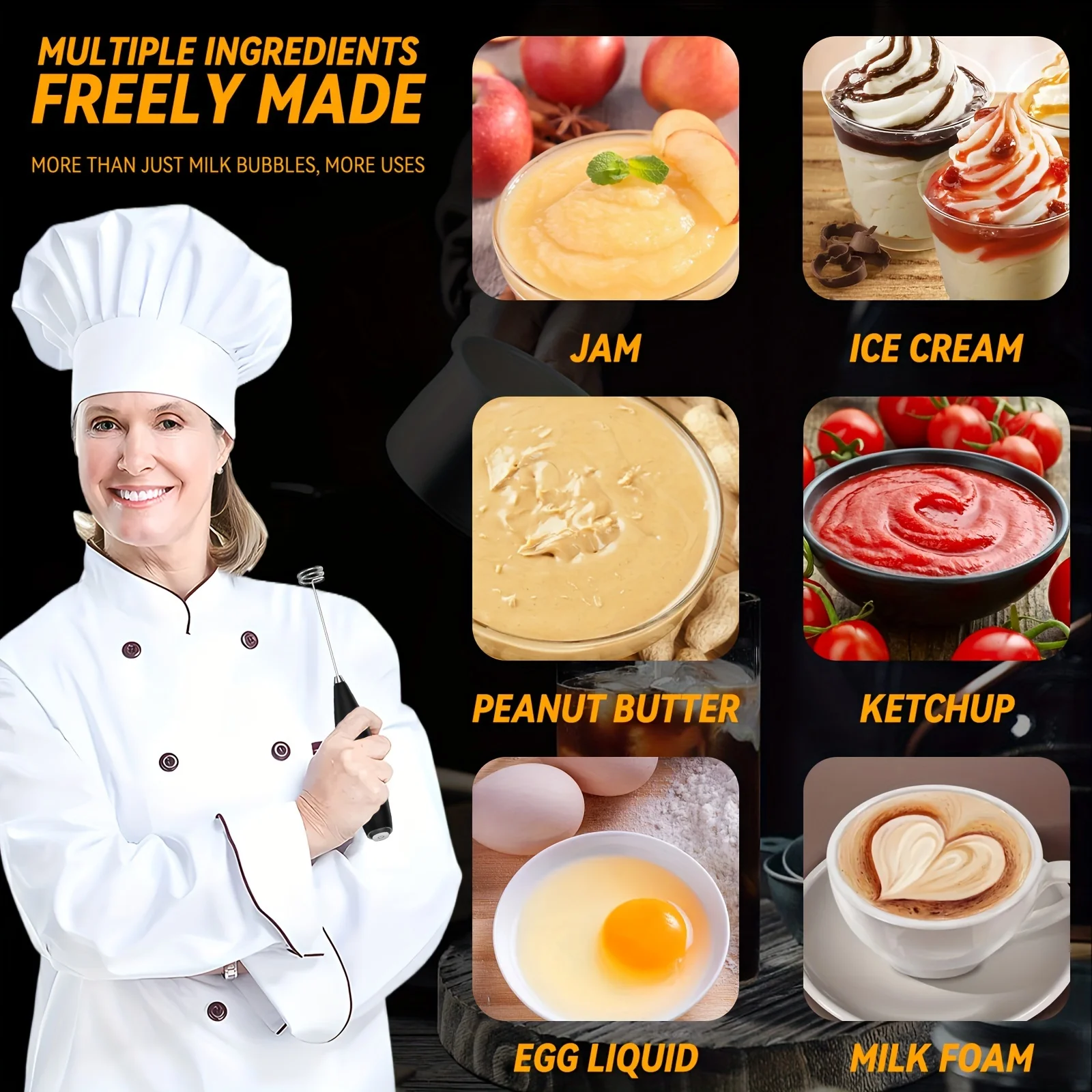 Powerful Milk Frother Wand Ultra Fast Electric Handheld Drink Mixer for Coffee High Speed Egg Beater