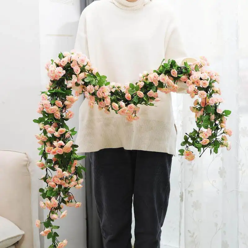 

Plastic fake vine string flower ceiling winding fake flower rattan simulated rose vine air conditioning pipe shade decorative